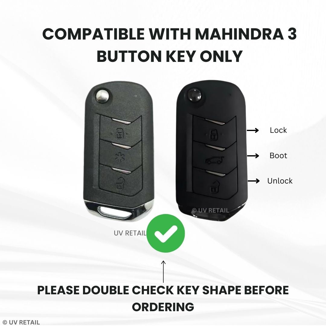 Mahindra 3 Button Flip Key Cover Compitable with Mahindra Scorpio Classic | Scorpio N, Marazzo | XUV 300, XUV 700 | XUV 400 EV | Bolero | Thar | TUV