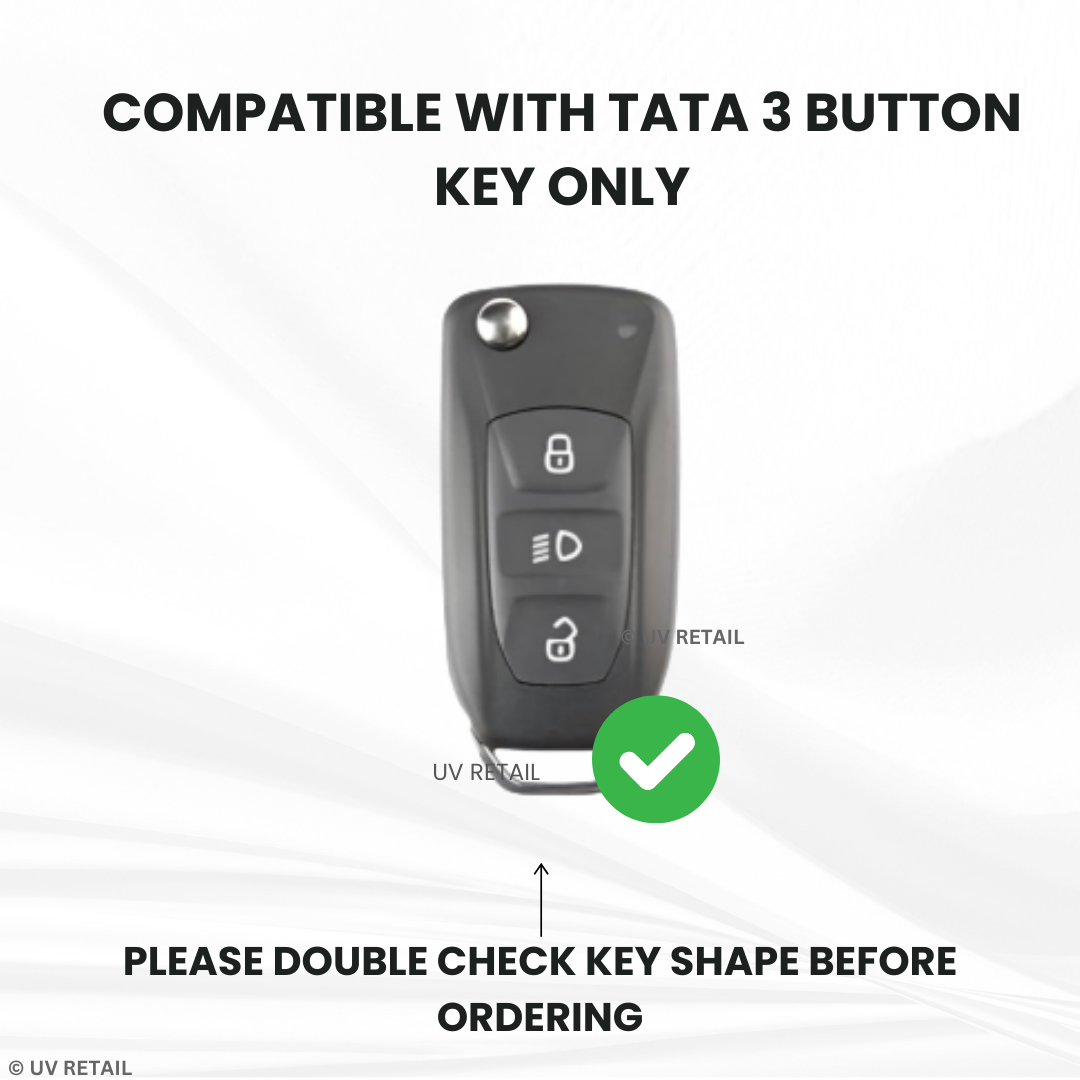 TATA 3 Button Flip Key Cover Compatible with Tata Tiago | Nexon | Altroz | Safari | Storme | Zest | Bolt | Tigor | Punch | Hexa Flip Key
